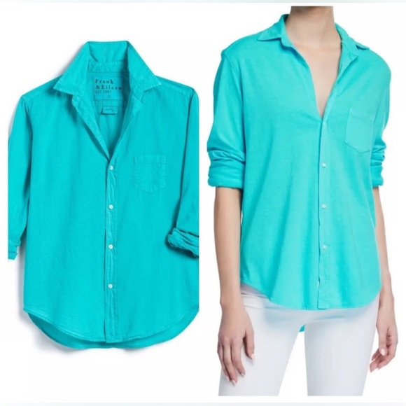 Frank & Eileen Blue Barry Button Front Shirt Size XS - Picture 1 of 8